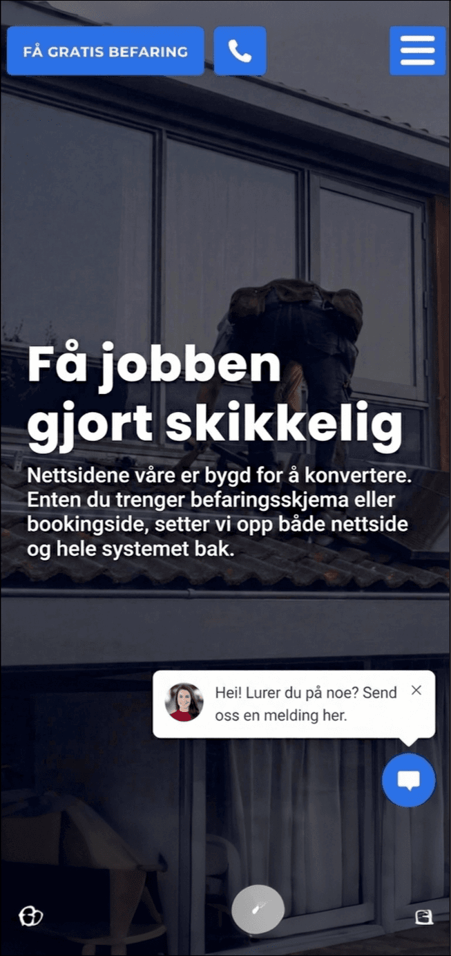 Mobilvisning av nettside laget av SwiftScale